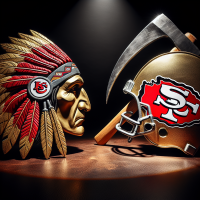 logo of kansas city chiefs and 49ers going against each other for the superbowl
