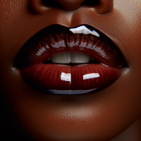 Create forward facing Glossy full lips of an African American woman, Hi def 32k