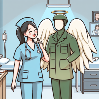 Mexican Asian nurse woman working, guardian, military angel