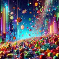 Raining candy background very colorful with neon