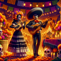 Dia de Los Muertos theme with mariachi's