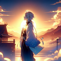 Anime-style cinematic illustration, 16:9 YouTube cover, calm emotional vibe, a lone fantasy character standing on a rooftop at sunset, soft warm and cool colors blending, peaceful expression, looking toward the horizon, glowing light or flower symbolizing inner voice, no text, clean composition, high detail, atmospheric lighting draw with a pencil 
